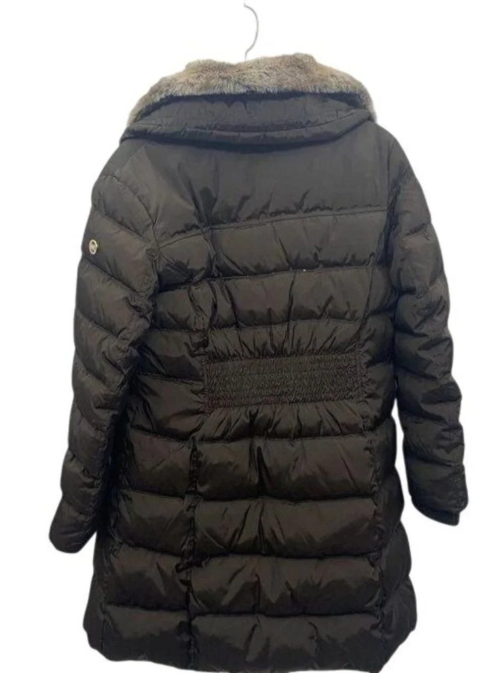Michael Kors Womens Puffer Coat W/ Faux Fur Collar Brown Size L